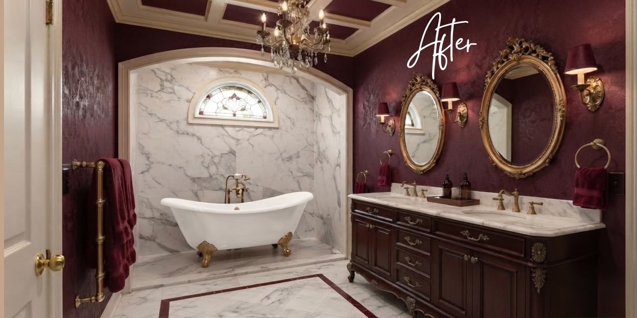 Ensuite after renovation with shower and vanity